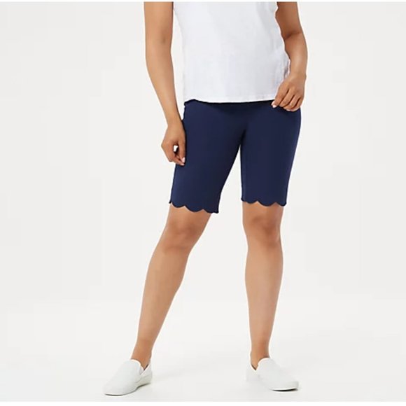 Isaac Mizrahi Pants - Isaac Mizrahi Live! 24/7 Stretch Scallop Hem Bermu